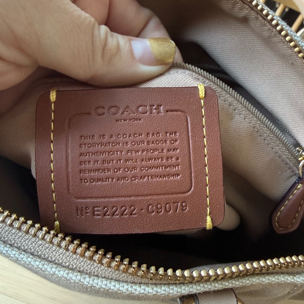 Coach Beige Leather and Canvas Satchel - Picture 6 of 8